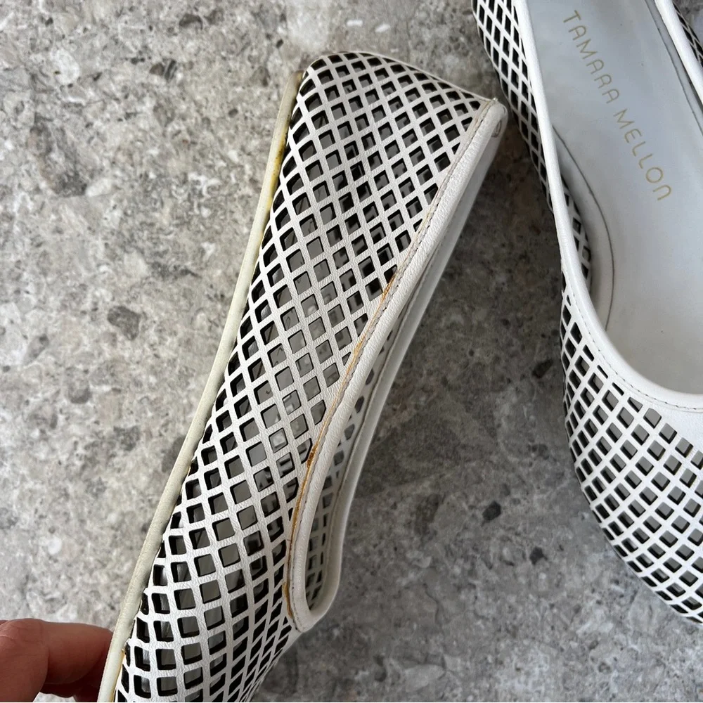 Tamara Mellon White Women's Lihi Cutout Ballet Flats Size 35.5 EU Made in Italy - Picture 7 of 8